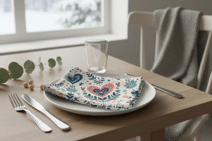 Floral Heart Napkins – Boho Table Decor Polyester - Dipaliz - Cloth