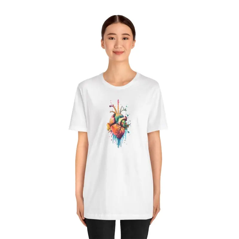 Floral Heart Unisex Short Sleeve Tee: Nature’s Elegance! - T-shirt