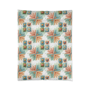 Floral Hearts Comforter – Soft Polyester - Dipaliz - Quilts & Comforters