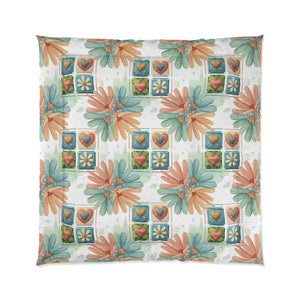 Floral Hearts Comforter – Soft Polyester - Dipaliz - Quilts & Comforters