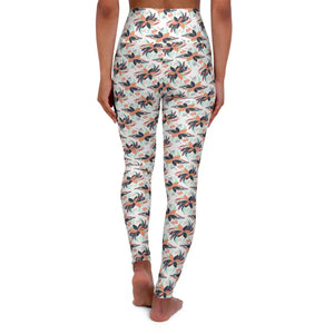Pastel Leaf Yoga Leggings - 4-way Stretch Activewear - Dipaliz