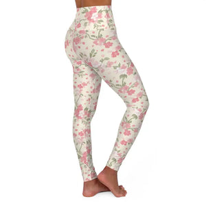 Leggings - Pink Watercolor Blossom Yoga - High Waist - Dipaliz