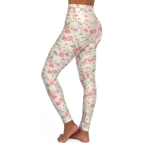 Leggings - Pink Watercolor Blossom Yoga - High Waist - Dipaliz