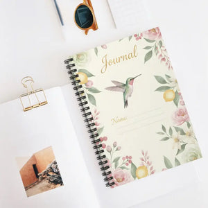 Paper Products - Floral Hummingbird Spiral Journal - Ruled Notebook - Dipaliz one Size