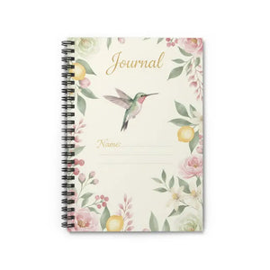 Paper Products - Floral Hummingbird Spiral Journal - Ruled Notebook - Dipaliz one Size