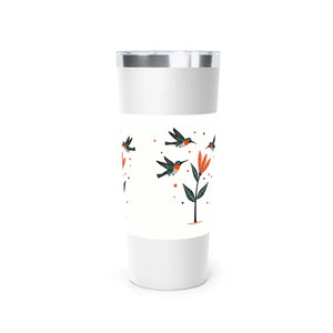 Vibrant Floral Hummingbird Tumbler - 22oz Insulated Travel - Dipaliz - Tumblers