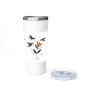 Floral Hummingbird Tumbler 22oz Insulated Stainless Steel - Dipaliz - White - Tumblers