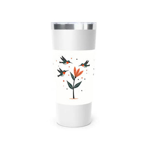 Floral Hummingbird Tumbler 22oz Insulated Stainless Steel - Dipaliz - White - Tumblers