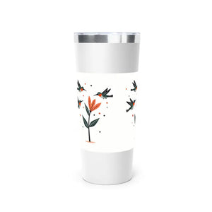 Floral Hummingbird Tumbler 22oz Insulated Stainless Steel - Dipaliz - White - Tumblers