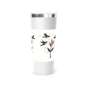 Floral Hummingbird Tumbler 22oz Insulated Stainless Steel - Dipaliz - White - Tumblers