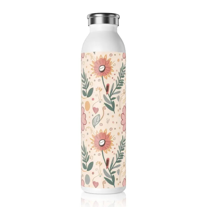 Revolutionize Hydration with Pink Floral Slim Water Bottle - 20oz / White Mug