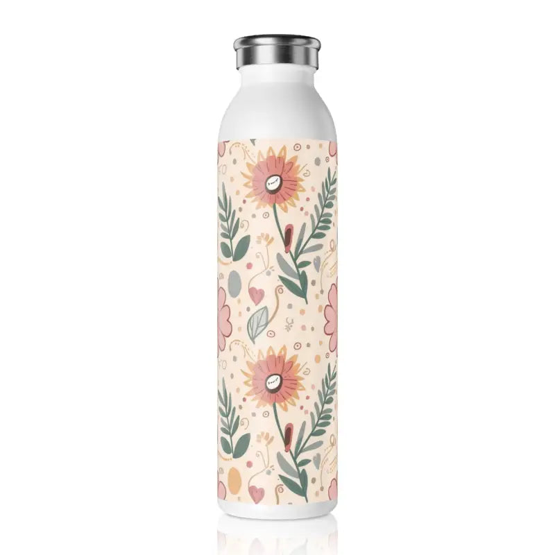 Revolutionize Hydration with Pink Floral Slim Water Bottle - 20oz / White Mug