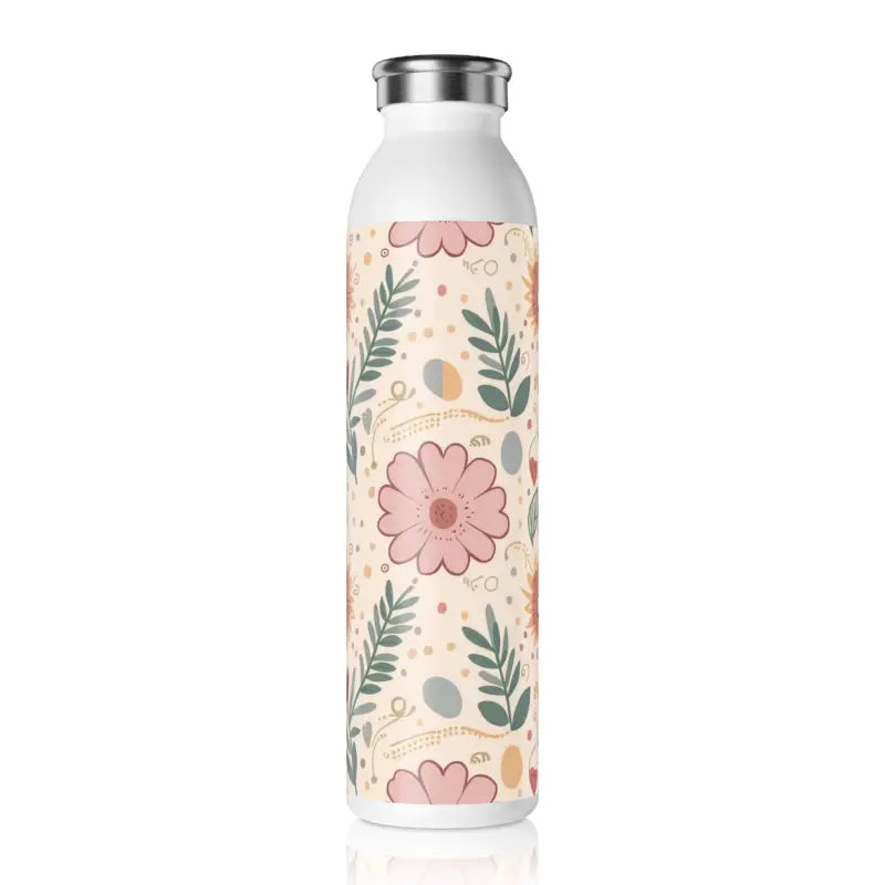 Revolutionize Hydration with Pink Floral Slim Water Bottle - 20oz / White Mug