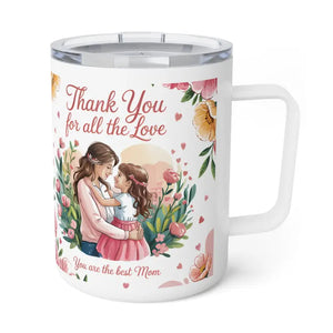 Floral Insulated Coffee Mug with Acrylic Push-on Lid - Dipaliz - 10oz / White - Mugs