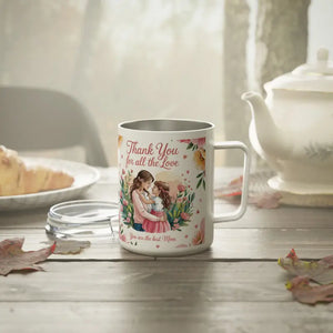 Floral Insulated Coffee Mug with Acrylic Push-on Lid - Dipaliz - 10oz / White - Mugs