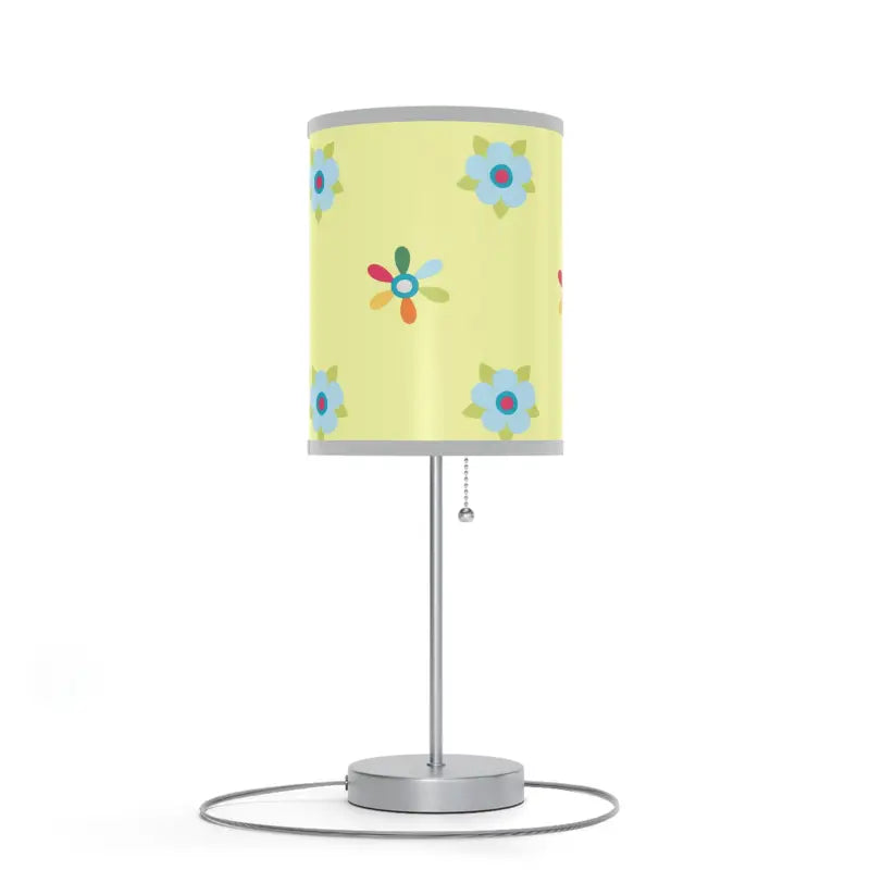 Vibrant Floral Lamp with Bold Green Stand - Home Decor