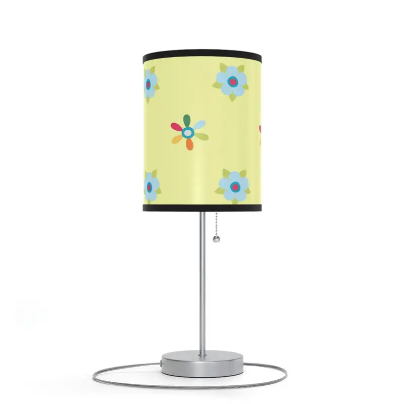 Vibrant Floral Lamp with Bold Green Stand - Home Decor