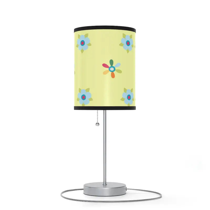 Vibrant Floral Lamp with Bold Green Stand - Home Decor