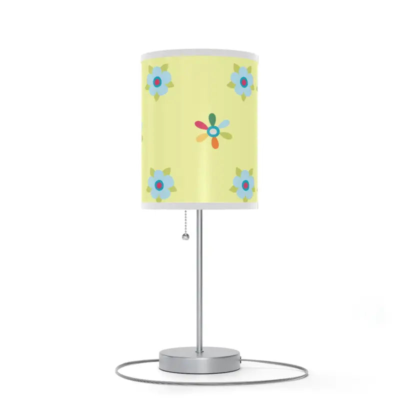 Vibrant Floral Lamp with Bold Green Stand - Home Decor