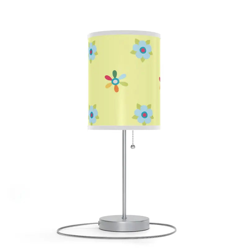 Vibrant Floral Lamp with Bold Green Stand - Home Decor