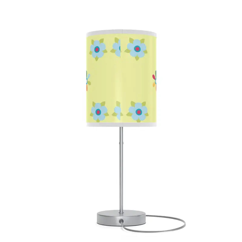 Vibrant Floral Lamp with Bold Green Stand - Home Decor