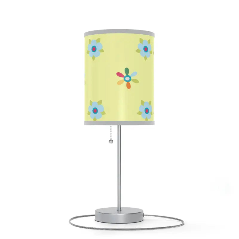 Vibrant Floral Lamp with Bold Green Stand - Home Decor