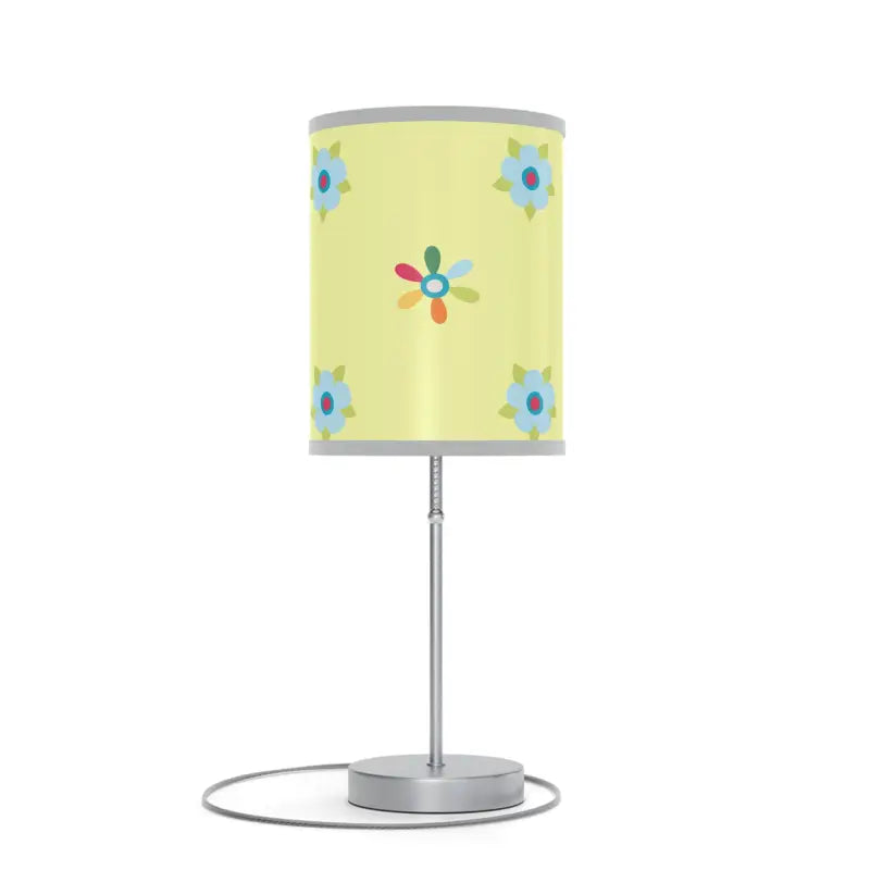 Vibrant Floral Lamp with Bold Green Stand - Home Decor