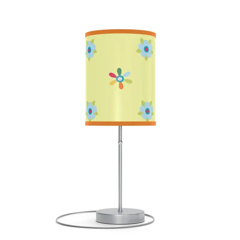 Vibrant Floral Lamp with Bold Green Stand - Home Decor