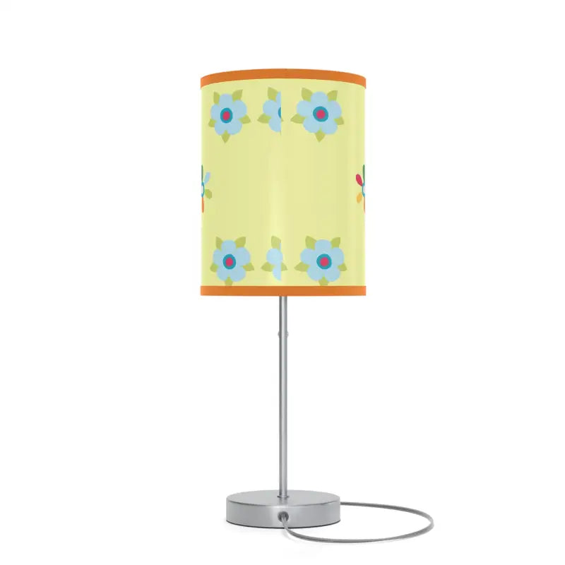 Vibrant Floral Lamp with Bold Green Stand - Home Decor