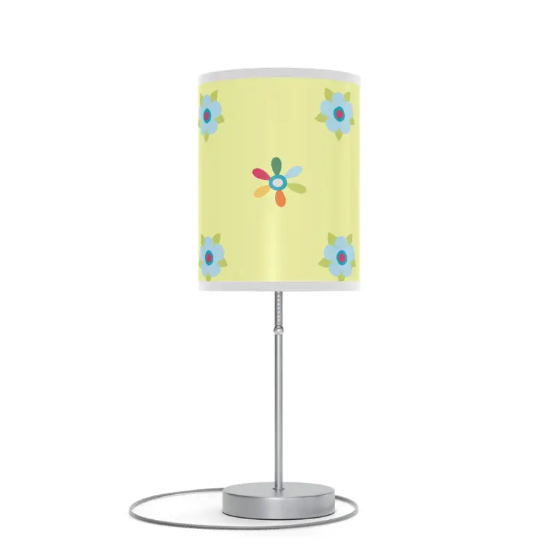 Vibrant Floral Lamp with Bold Green Stand - Home Decor