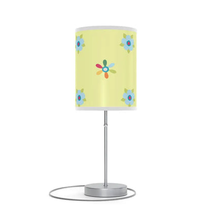 Vibrant Floral Lamp with Bold Green Stand - Home Decor