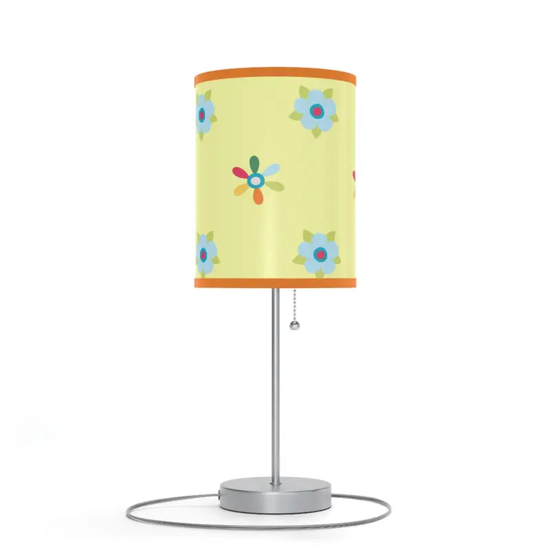 Vibrant Floral Lamp with Bold Green Stand - Home Decor