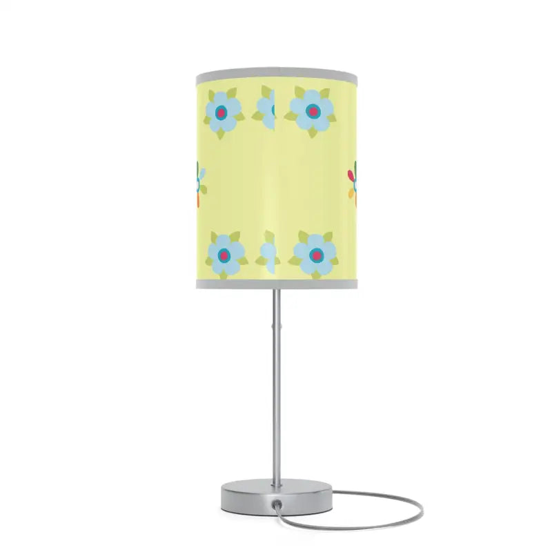 Vibrant Floral Lamp with Bold Green Stand - Home Decor