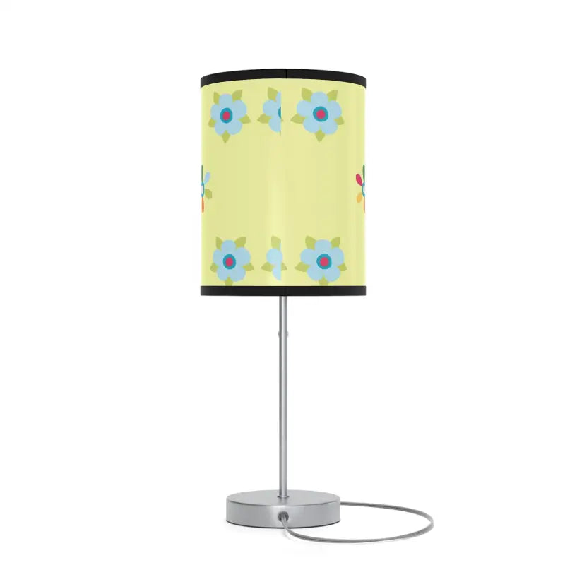 Vibrant Floral Lamp with Bold Green Stand - Home Decor