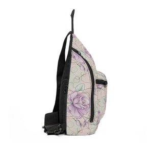 Compact Lavender Rose Sling Bag - Floral Polyester - Dipaliz - Cross Body Bags