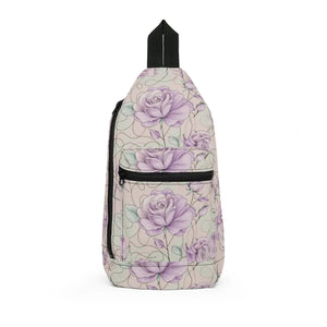 Compact Lavender Rose Sling Bag - Floral Polyester - Dipaliz - Cross Body Bags