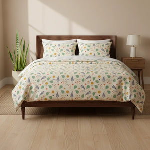 Floral Leaf Cotton Bed Set – Oeko-tex - Dipaliz - Bedding Sets