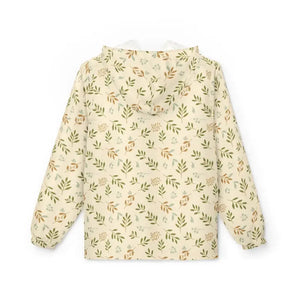 Outerwear - Floral Leaf Print Windbreaker Jacket - Lightweight Hooded - Dipaliz