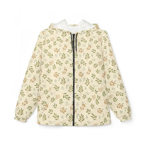 Outerwear - Floral Leaf Print Windbreaker Jacket - Lightweight Hooded - Dipaliz