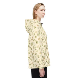 Outerwear - Floral Leaf Print Windbreaker Jacket - Lightweight Hooded - Dipaliz