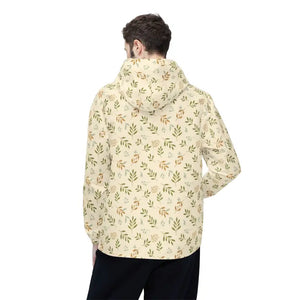 Outerwear - Floral Leaf Print Windbreaker Jacket - Lightweight Hooded - Dipaliz