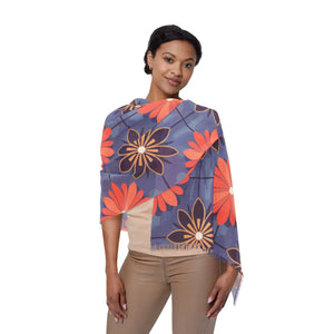 Coral Floral Fringe Scarf Light - Scarves & Shawls