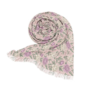 Floral Light Scarf - Pastel Rose Garden Pattern Lightweight Spring Accessory - Scarves & Shawls