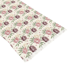 Floral Light Scarf – Soft Vintage Rose Pattern Lightweight Wrap - Neck Gaiters