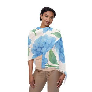Blue Flower Wrap - Boho Chic Floral Lightweight Scarf - Dipaliz - 27’’ × 71’’ - Scarves & Shawls