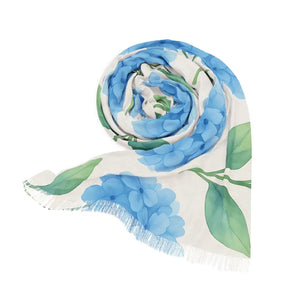 Blue Flower Wrap - Boho Chic Floral Lightweight Scarf - Dipaliz - 27’’ × 71’’ - Scarves & Shawls
