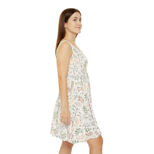 Pastel Leaf Skater Dress – Soft Linen Apparel - Dipaliz - Dresses - s