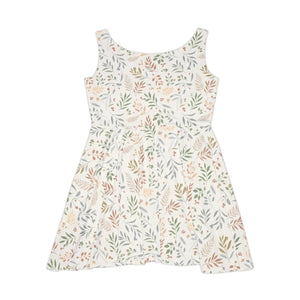 Pastel Leaf Skater Dress – Soft Linen Apparel - Dipaliz - Dresses - s