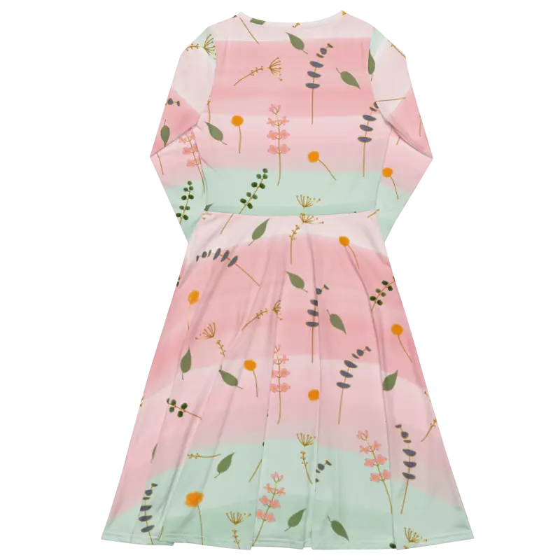 Elevate your Style with this Pink and Green Floral Midi Dress - Dresses