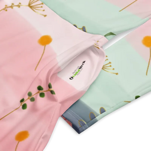 Pink and Green Floral Dress Long Sleeve Midi Style by Dipaliz - Dresses